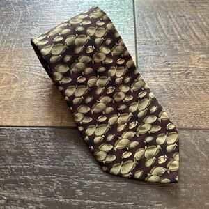 Ties To Nature‎ Fish Necktie Tie Silk Hand Sewn Maroon and Green